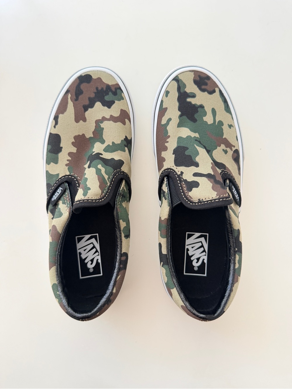 Vans Slip-On Sneakers in Camouflage Green and Brown